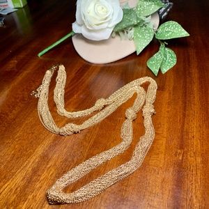 Elegant Knotted Multi-Strand Gold Tone Long Erica Lyons Chain Necklace.